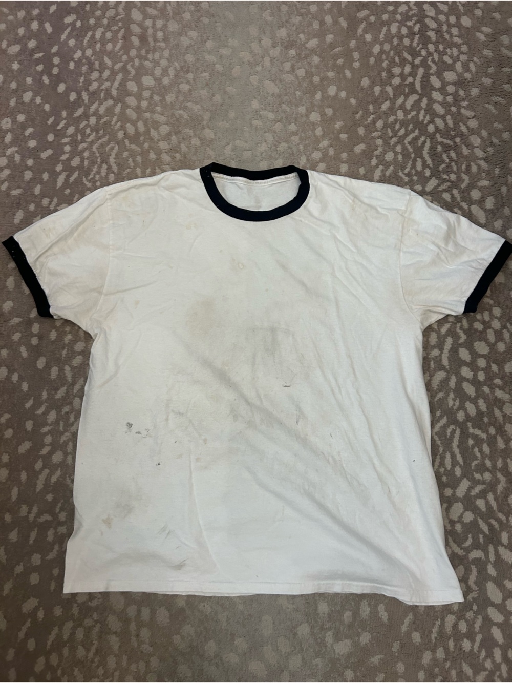 White beat up distressed thrashed Black Ringer — Work Shirt